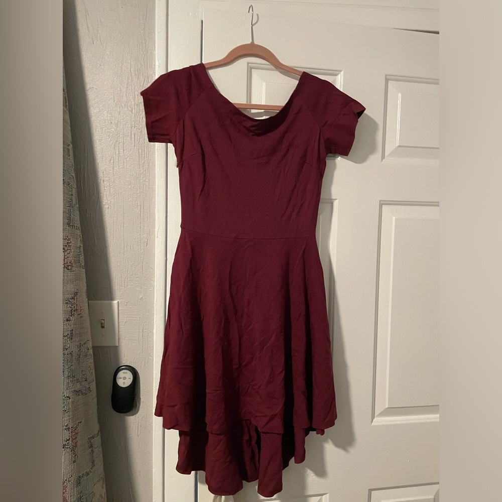Magenta Off The Shoulder High-Low Bodycon Dress